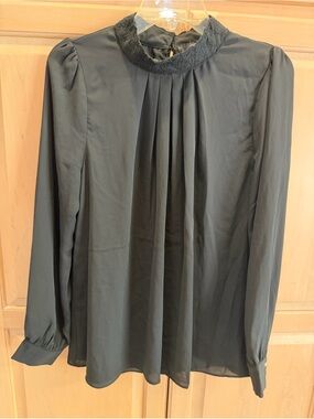 NWOT Vertigo Black High Neck Blouse Sz. Lg.
